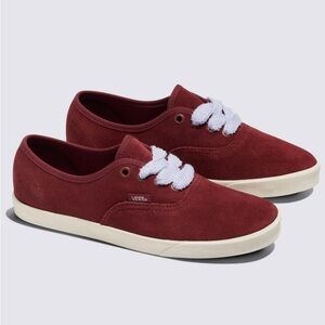 NEW Women Vans Authentic Lowpro Fat purple Lace Halogen suede burgundy sneakers